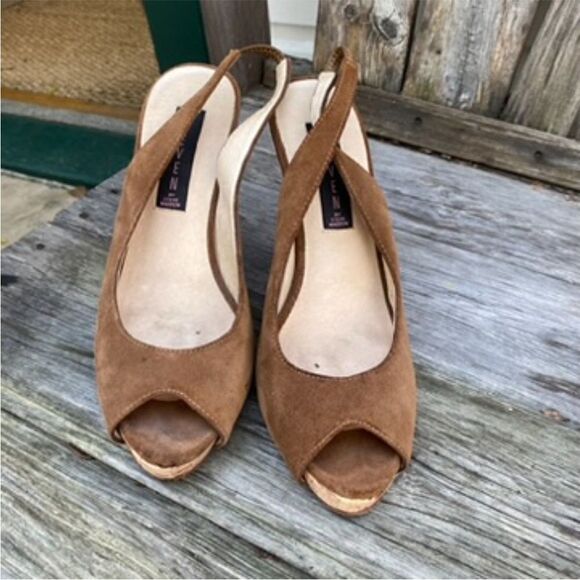 STEVE MADDEN light brown Slingback with cork heels size 7 - Picture 6 of 9